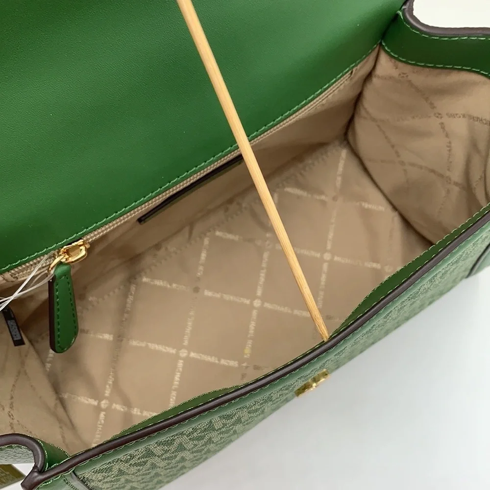 MICHAEL KORS Whitney Medium Flap TH Satchel Fern Green  NWT